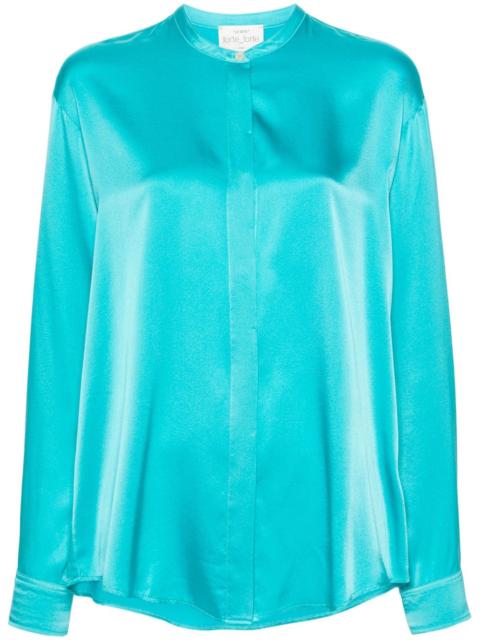 forte_forte band-collar satin shirt