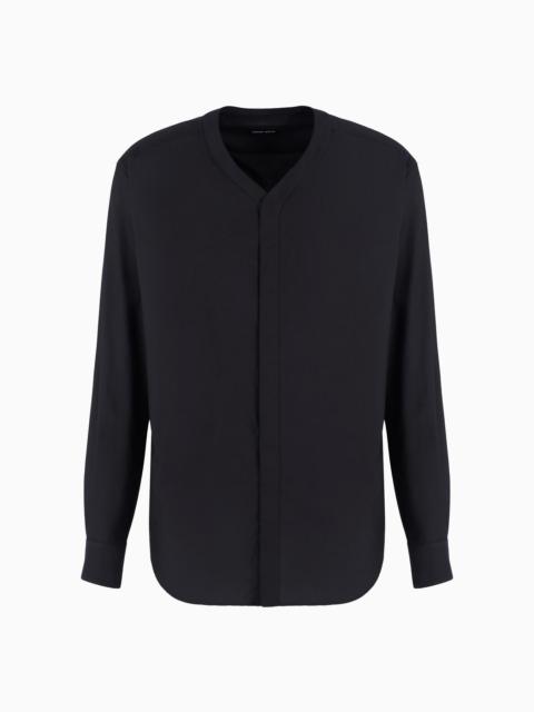 GIORGIO ARMANI ASV V-neck shirt in cotton and silk