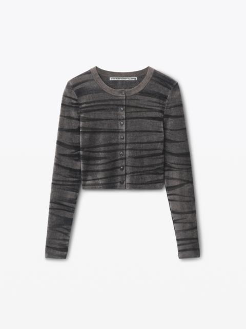 Alexander Wang digital animal-print crewneck cardigan in chenille