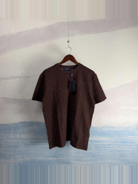 Louis Vuitton Louis Vuitton FW26 Brown Tonal Monogram Knit Short Sleeve Top