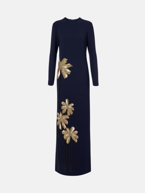 COSTARELLOS Nevina crystal-embellished crêpe gown