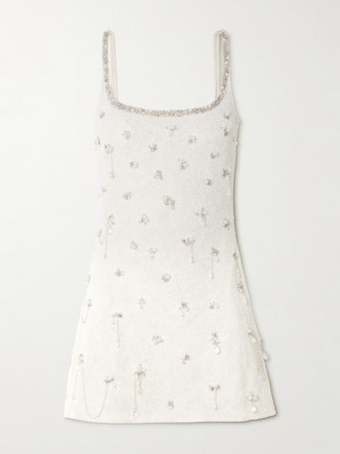 CLIO PEPPIATT Droplet Embellished Beaded Stretch-tulle Mini Dress