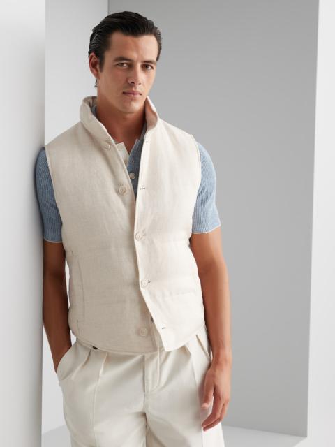 Brunello Cucinelli Linen, wool and silk diagonal down vest