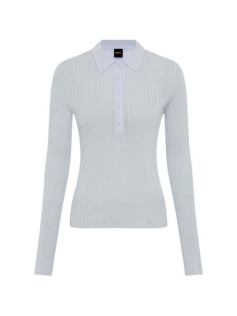 BOSS ribbed-knit polo top