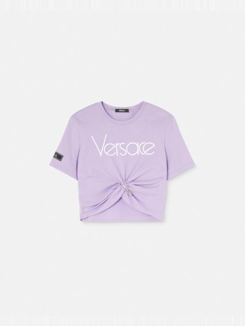 VERSACE Safety Pin Crop Logo T-Shirt