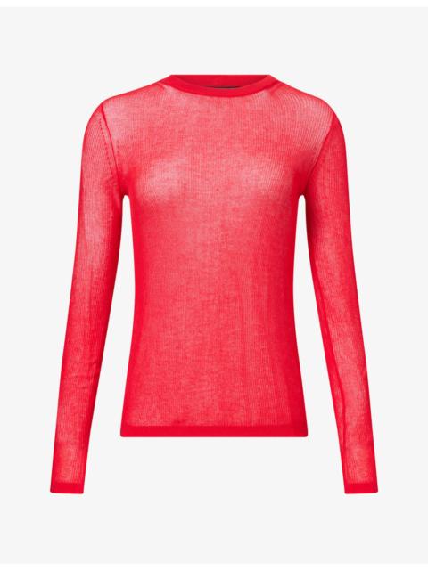 ANINE BING Tiana Sheer-Knit Cotton-Blend Jumper