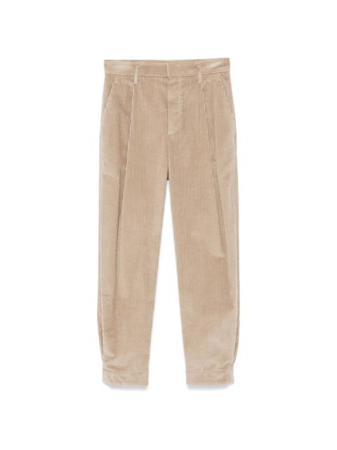 pleated straight-leg  trousers