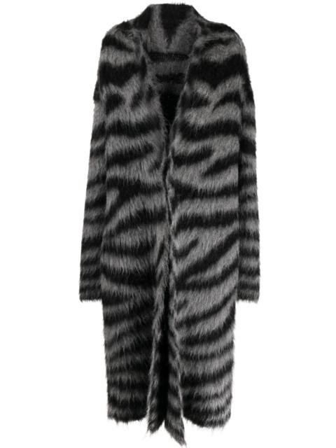 zebra-print long cardigan