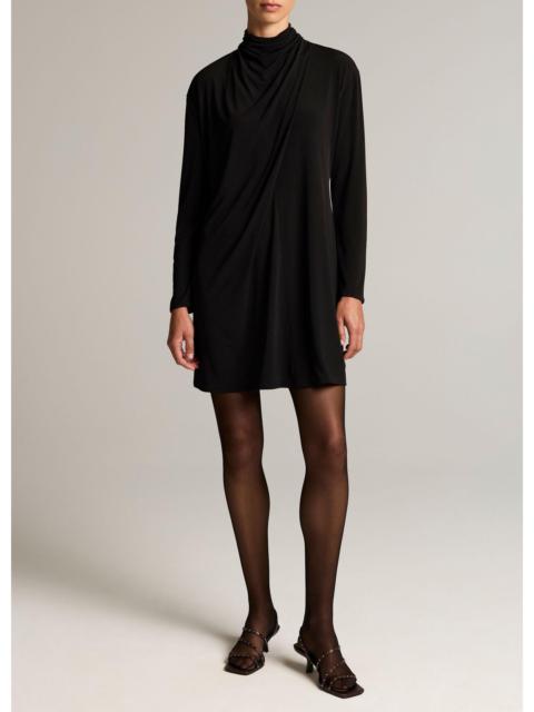 Vince Draped-Neck Long-Sleeve Mini Dress