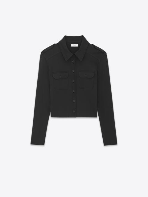 SAINT LAURENT cropped polo shirt in viscose