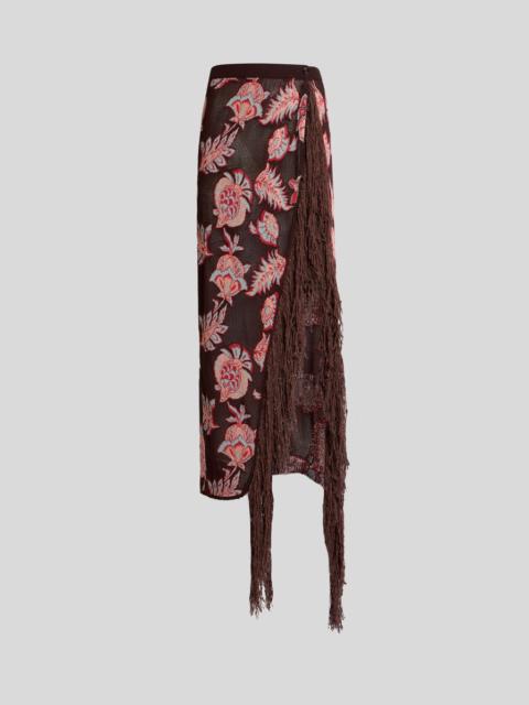 Etro MAXI SKIRT IN COTTON-BLEND JACQUARD WITH FRINGING AND FLORAL MOTIF