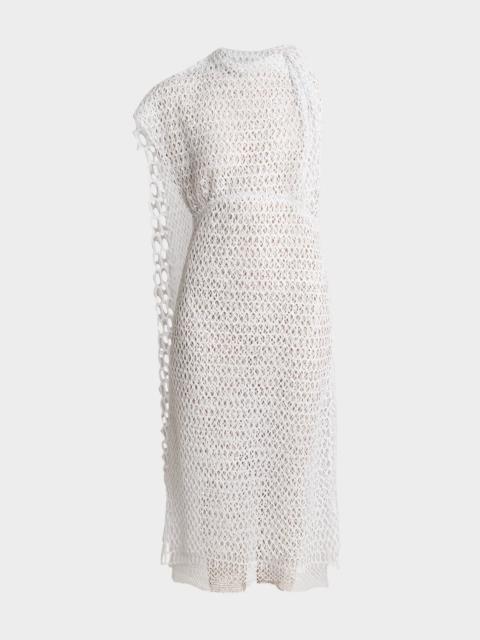 Maude Geometric Lace Cape Midi Dress