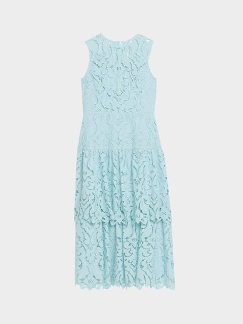 Shoshanna Mia Sleeveless Tiered Lace Midi Dress