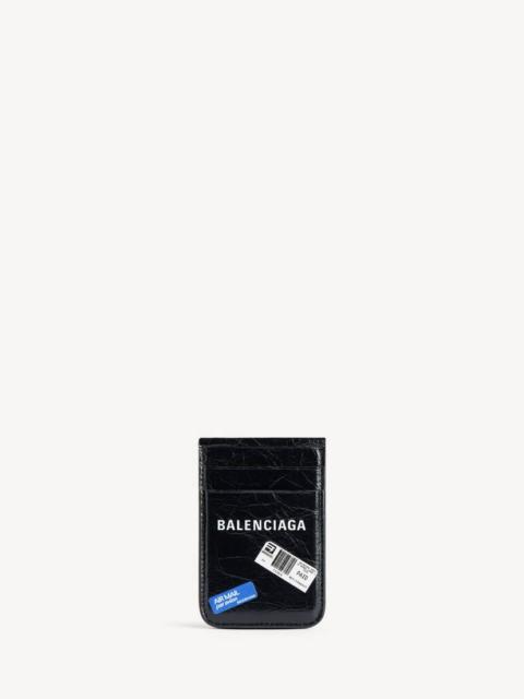 BALENCIAGA Men's Shopper Phone Magnet Card Holder With Stand in Black