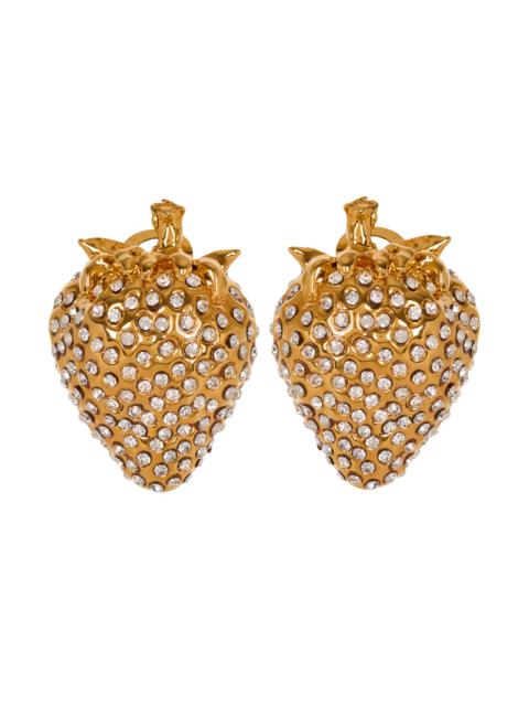 Strawberry brass and rhinestone earrings