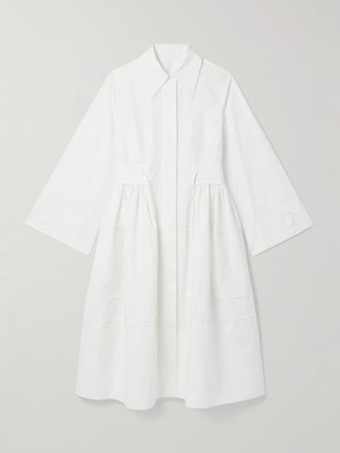 Jil Sander Gathered Cotton-poplin Midi Dress