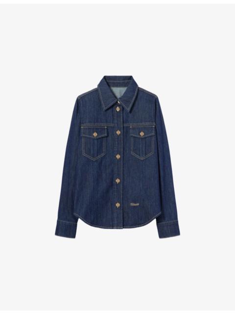 Claudie Pierlot Long-Sleeved Chest-Pocket Denim Shirt