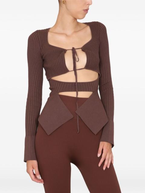 ANDREĀDAMO tie-front ribbed top