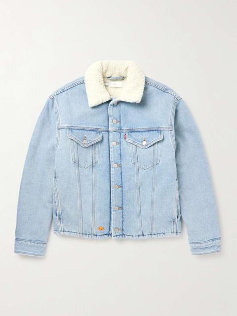 ERL + Levi's Logo-Embroidered Faux Shearling-Lined Denim Trucker Jacket