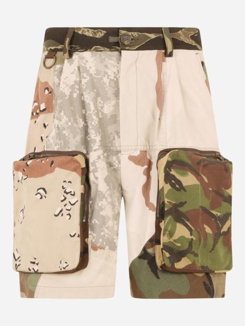 Dolce & Gabbana Camouflage patchwork cargo shorts