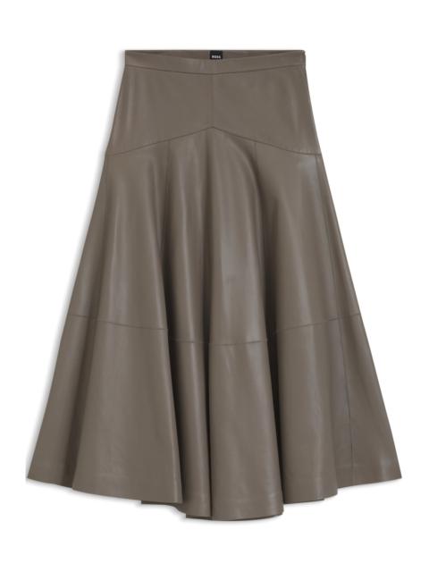 BOSS LEATHER MIDI SKIRT WITH BELL SILHOUETTE