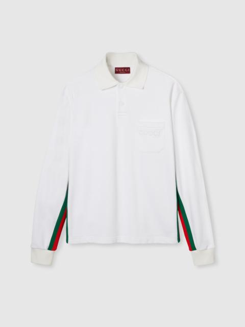 GUCCI Nylon and cotton polo shirt with Web