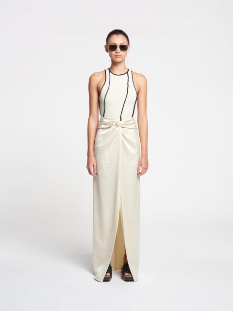 Draped Crisp-Satin Maxi Skirt