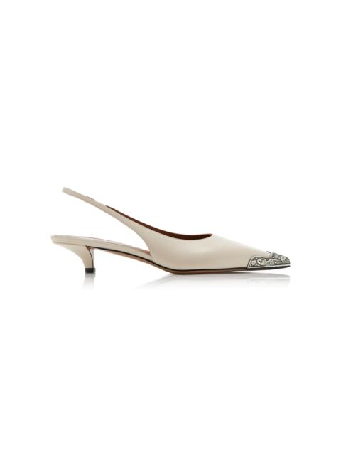 PARIS TEXAS Jessica Leather Western Slingbacks white