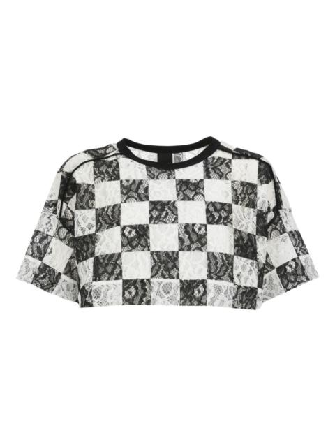 PINKO check-print cropped T-shirt