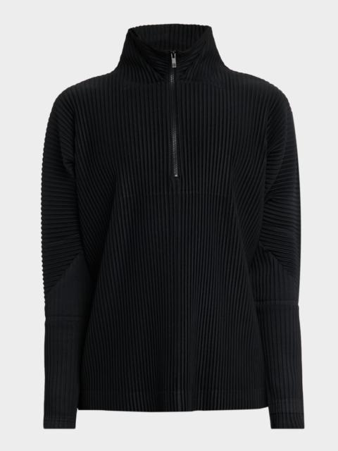 ISSEY MIYAKE Men's Monthly Colors November Pleated Half-Zip Sweater