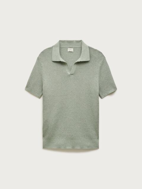 J.CREW Short-sleeve cotton waffle-knit johnny-collar sweater-polo