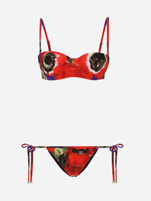 Dolce & Gabbana Triangle bikini with anemone print
