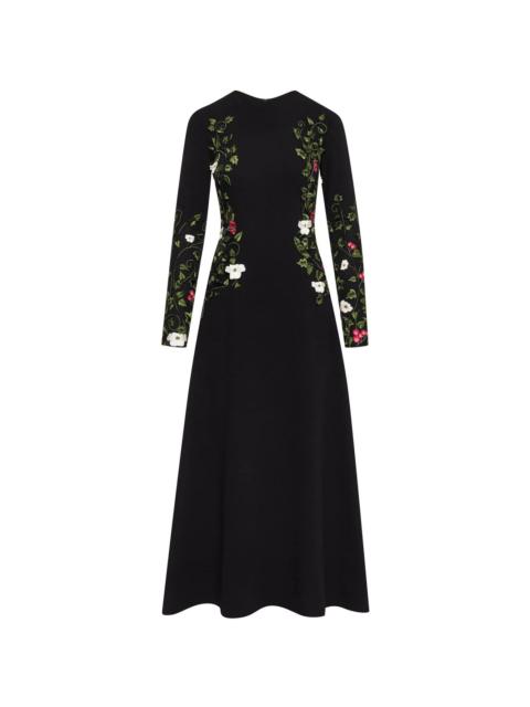 Oscar de la Renta floral-embroidered midi dress