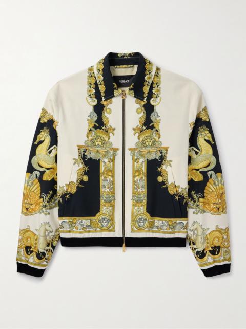 VERSACE Printed Woven Blouson Jacket Ivory
