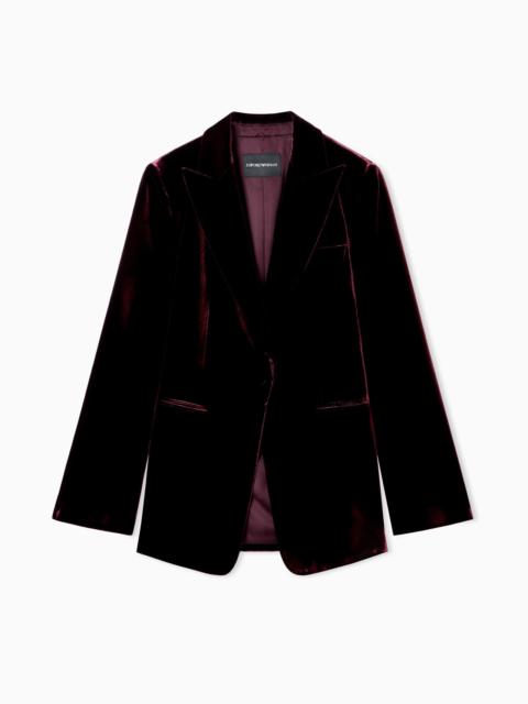 EMPORIO ARMANI SINGLE-BREASTED BLAZER IN LIQUID VELVET