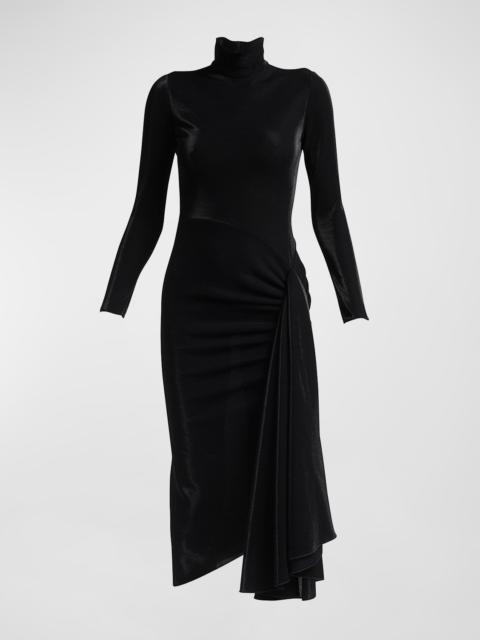 GIORGIO ARMANI Draped Iridescent Jersey Midi Dress