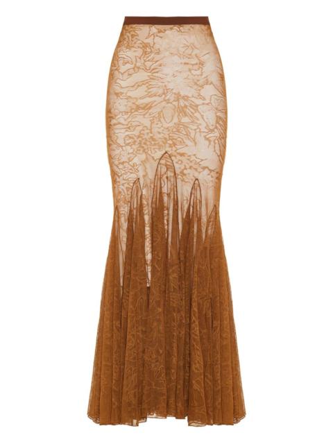 David Koma floral-lace fishtail maxi skirt