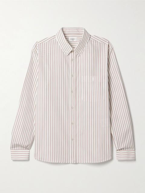 SAINT LAURENT Striped cotton-poplin shirt White
