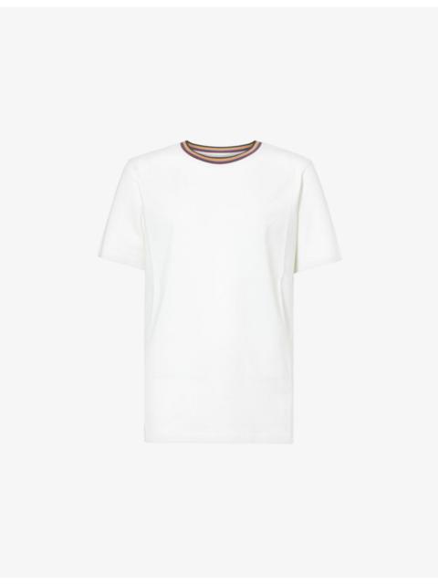 Paul Smith Striped-collar brand-print organic-cotton T-shirt