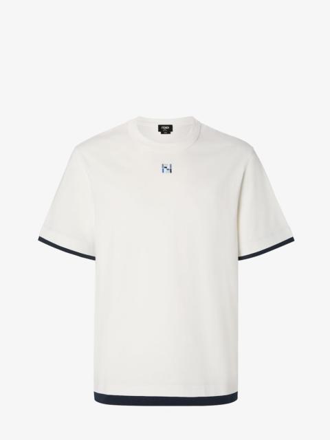 FENDI T-Shirt White and blue cotton T-shirt
