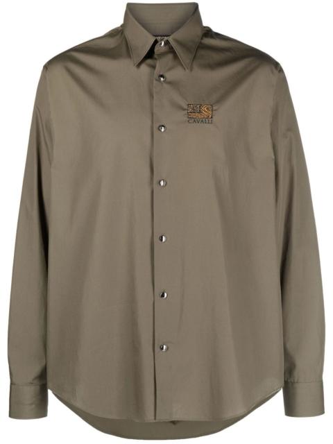 Roberto Cavalli logo-embroidered cotton shirt