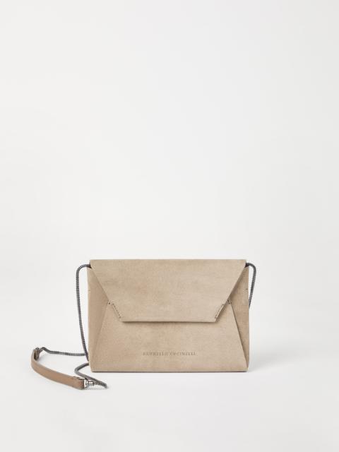 Brunello Cucinelli BC Duo pochette in suede with precious chain