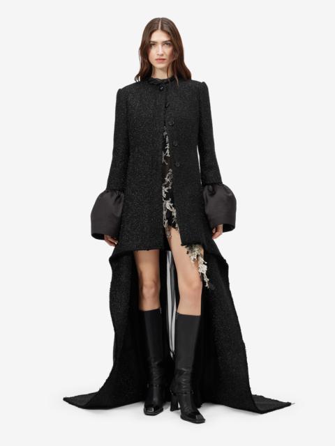 Alexander McQueen Women's Metallic Tweed High-low Coat in Black