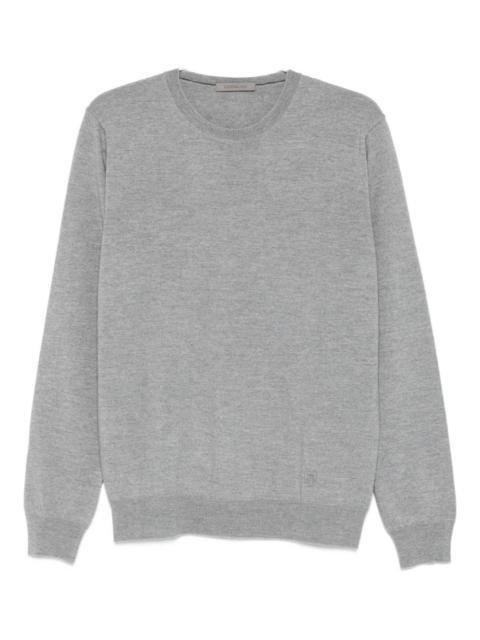 CORNELIANI embroidered-logo crew-neck sweater