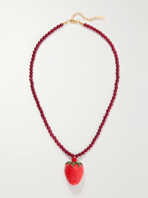 Jennifer Behr Fragola Beads, Resin And Gold-tone Necklace