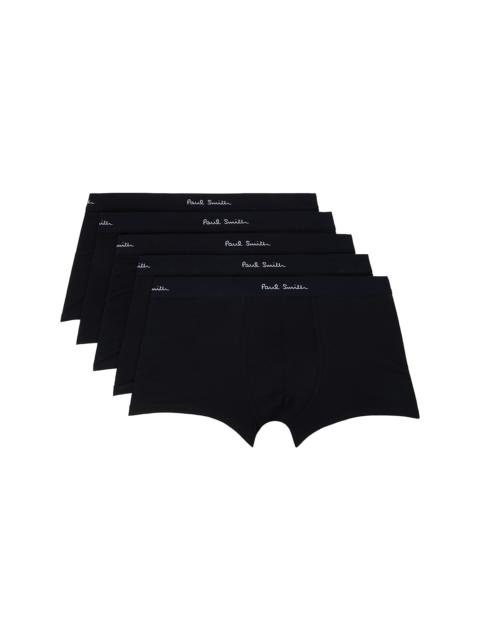 Paul Smith Five-Pack Black Organic Cotton Black Boxer Briefs