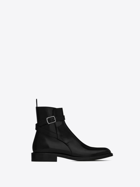 SAINT LAURENT army jodhpur booties in shiny leather