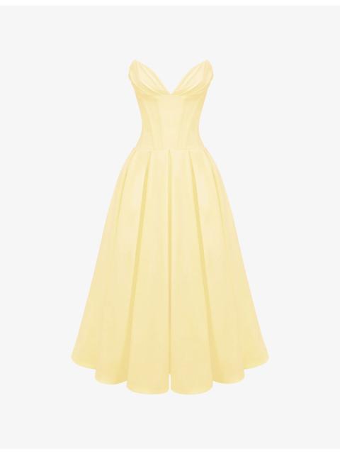 House of CB Lady plunge-neck stretch-cotton midi dress