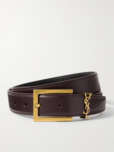 SAINT LAURENT Cassandre Embellished Leather Belt