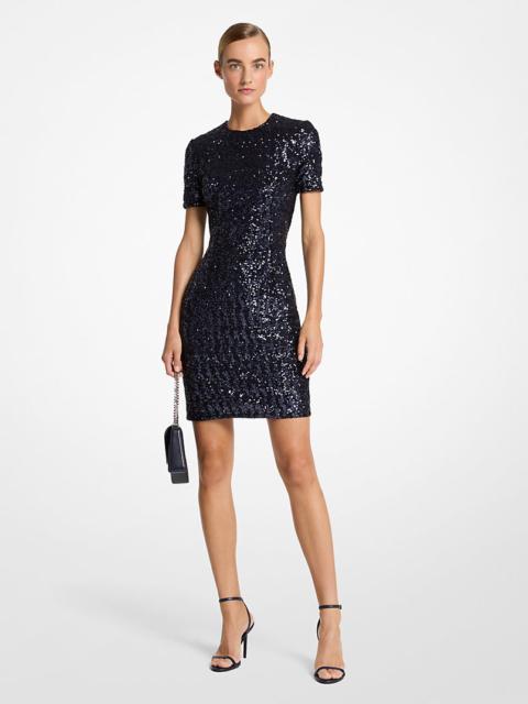MICHAEL KORS COLLECTION Sequined Short-Sleeve Crewneck Dress